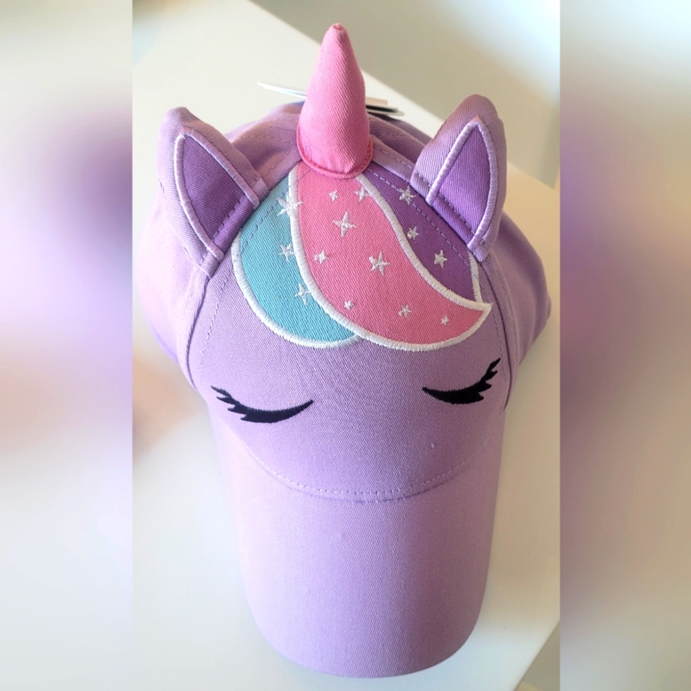 Kids Unicorn Cap - Purple - Size L - 4-6 yrs
